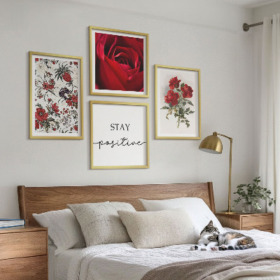 Wanddeko-set Inschrift mit roten Rosen