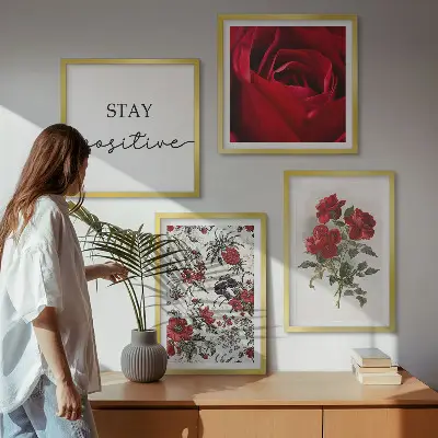 Wanddeko-Set mit Inschrift und roten Rosen