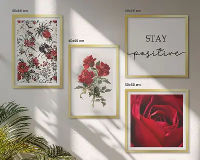 Wanddeko-Set mit Inschrift und roten Rosen