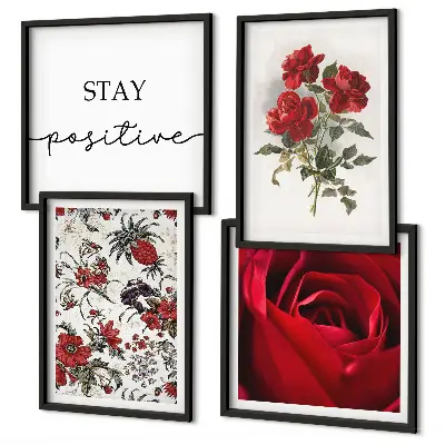 Wanddeko-Set mit Inschrift und roten Rosen