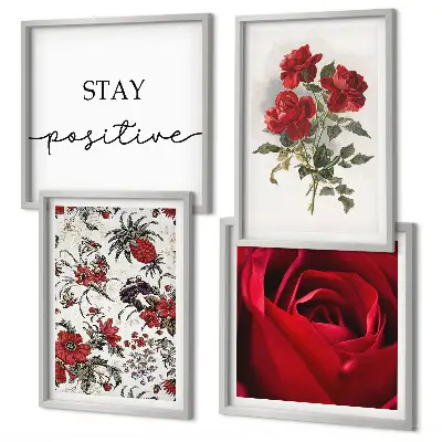 Wanddeko-Set mit Inschrift und roten Rosen