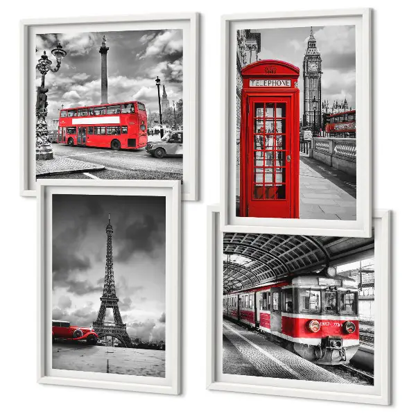 Wanddekoration-Set ikonische Städte London und Paris im Eisenbahn-Design