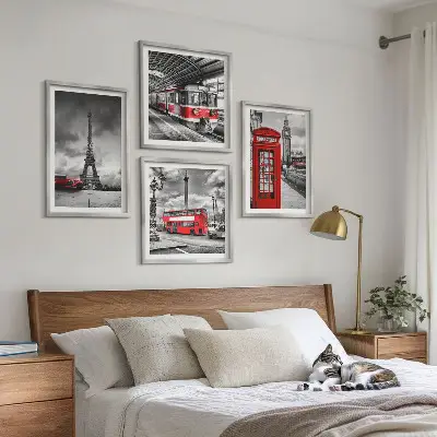 Wanddekoration-Set ikonische Städte London und Paris im Eisenbahn-Design