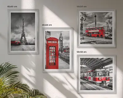 Wanddekoration-Set ikonische Städte London und Paris im Eisenbahn-Design