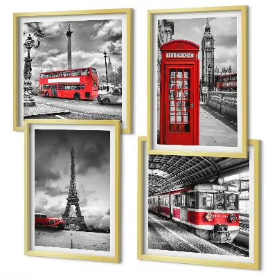 Wanddekoration-Set ikonische Städte London und Paris im Eisenbahn-Design