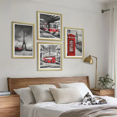 Wanddekoration-Set ikonische Städte London und Paris im Eisenbahn-Design