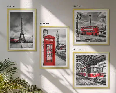 Wanddekoration-Set ikonische Städte London und Paris im Eisenbahn-Design