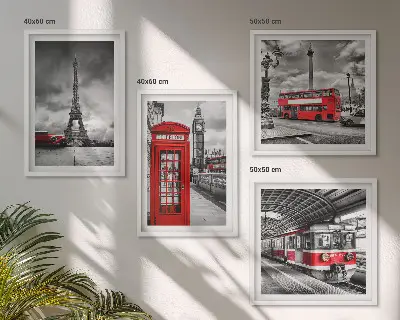 Wanddekoration-Set ikonische Städte London und Paris im Eisenbahn-Design