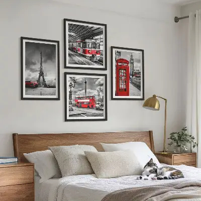 Wanddekoration-Set ikonische Städte London und Paris im Eisenbahn-Design