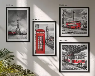 Wanddekoration-Set ikonische Städte London und Paris im Eisenbahn-Design