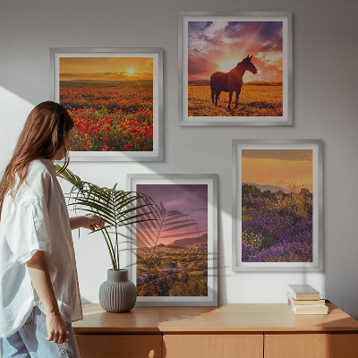 Wanddeko-set Berglandschaft Rosslavendel
