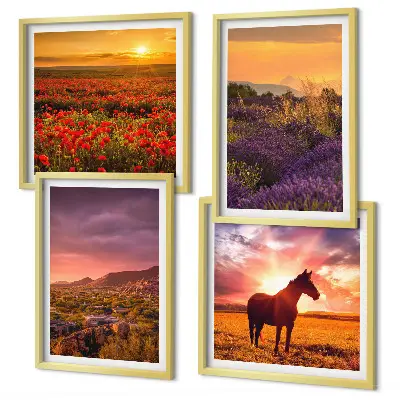Wanddeko-Set Berglandschaft in Rosslavendel