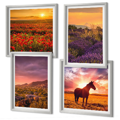 Wanddeko-set Berglandschaft Rosslavendel