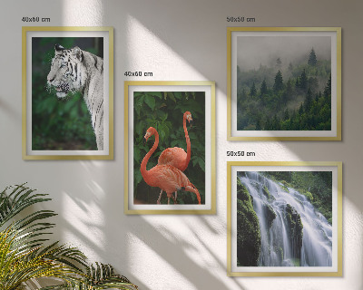Polyptychon mit rahmen Tiger Wasserfall Flamingos Natur