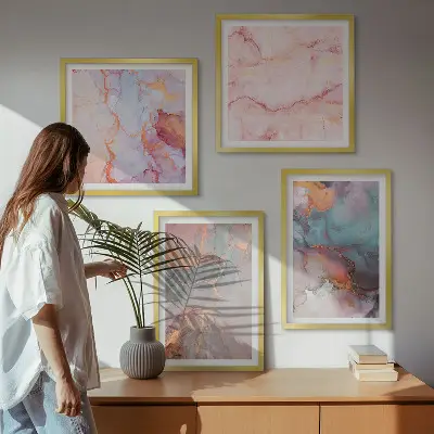 Wanddeko-Set mit abstrakten Pastellmustern