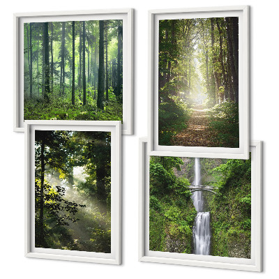 Polyptychon mit rahmen Grüne Wälder, Lichtstrahlen
