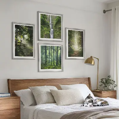 Grüne Wälder, Lichtstrahlen Polyptychon mit Rahmen