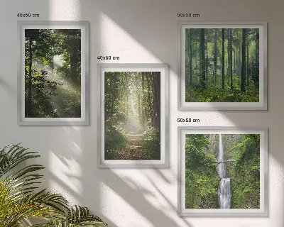 Grüne Wälder, Lichtstrahlen Polyptychon mit Rahmen