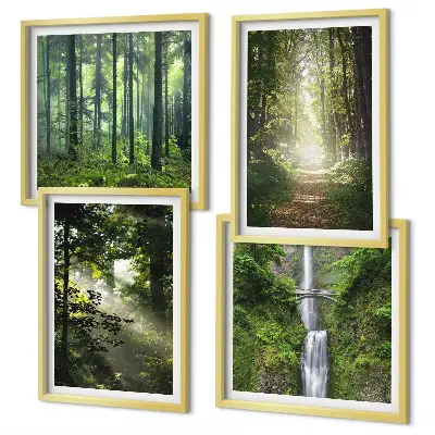 Grüne Wälder, Lichtstrahlen Polyptychon mit Rahmen