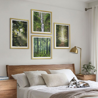 Polyptychon mit rahmen Grüne Wälder, Lichtstrahlen