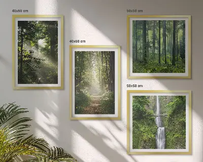 Grüne Wälder, Lichtstrahlen Polyptychon mit Rahmen