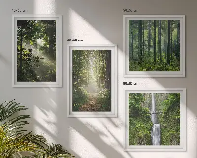 Grüne Wälder, Lichtstrahlen Polyptychon mit Rahmen