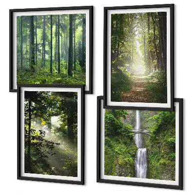 Grüne Wälder, Lichtstrahlen Polyptychon mit Rahmen
