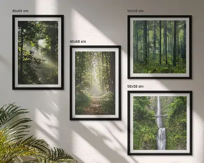Grüne Wälder, Lichtstrahlen Polyptychon mit Rahmen