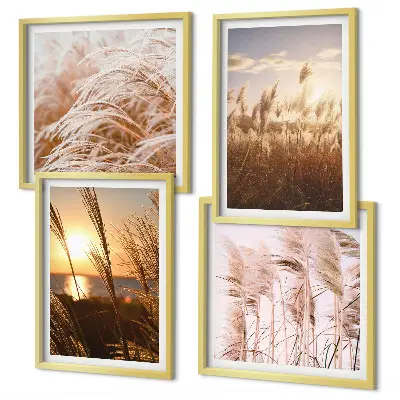 Wanddeko-Set mit Boho-Grasfeld-Motiv im Sonnenuntergang