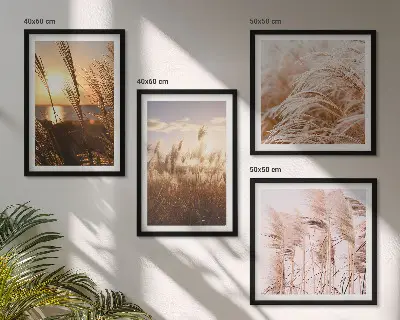 Wanddeko-Set mit Boho-Grasfeld-Motiv im Sonnenuntergang
