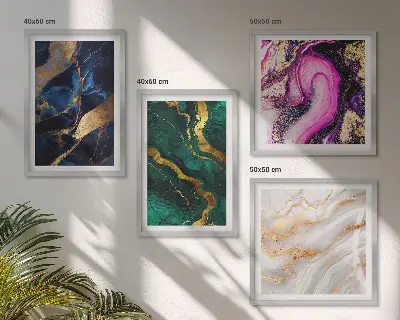 Abstrakter Marmor mit Farben als Polyptychon mit Rahmen