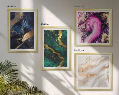 Abstrakter Marmor mit Farben als Polyptychon mit Rahmen