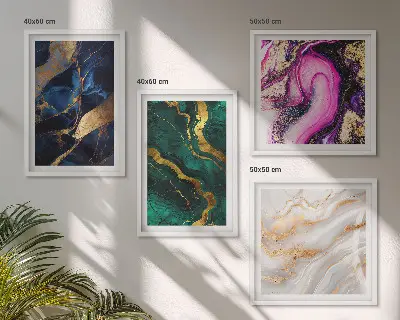 Abstrakter Marmor mit Farben als Polyptychon mit Rahmen