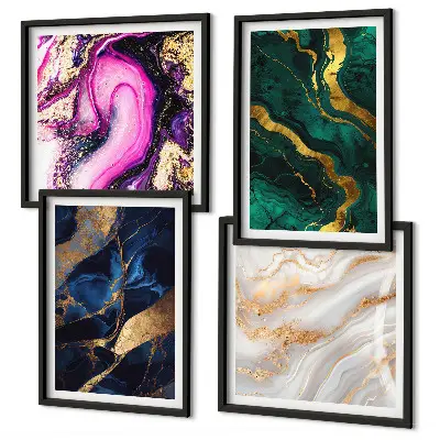Abstrakter Marmor mit Farben als Polyptychon mit Rahmen