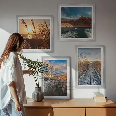 Wanddeko-Set mit Leuchtturm und Grassteg-Motiv