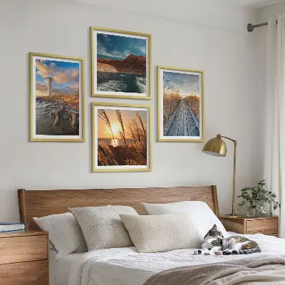 Wanddeko-Set mit Leuchtturm und Grassteg-Motiv