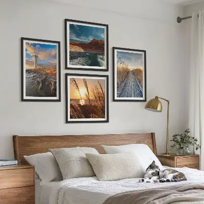 Wanddeko-Set mit Leuchtturm und Grassteg-Motiv