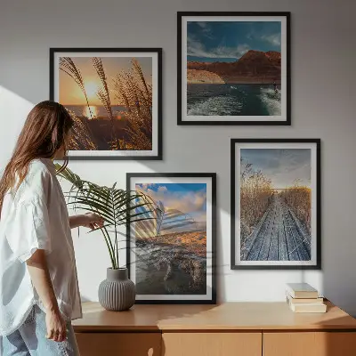 Wanddeko-Set mit Leuchtturm und Grassteg-Motiv