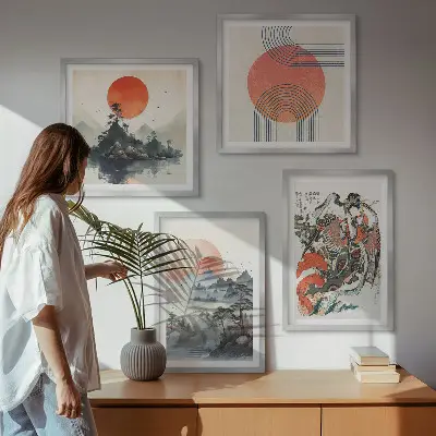 Wanddeko-Set asiatische Landschaften im Japandi-Stil
