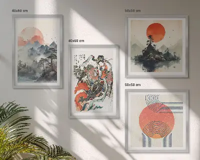 Wanddeko-Set asiatische Landschaften im Japandi-Stil