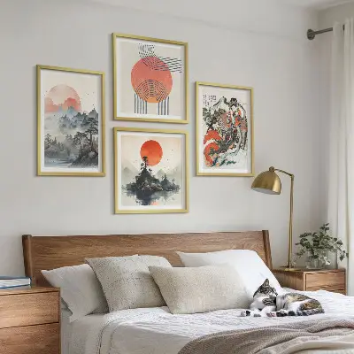 Wanddeko-Set asiatische Landschaften im Japandi-Stil