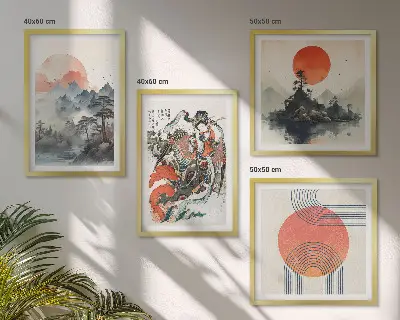 Wanddeko-Set asiatische Landschaften im Japandi-Stil