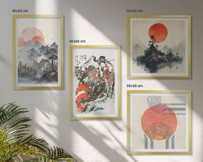 Wanddeko-set Asiatische Landschaften Japandi