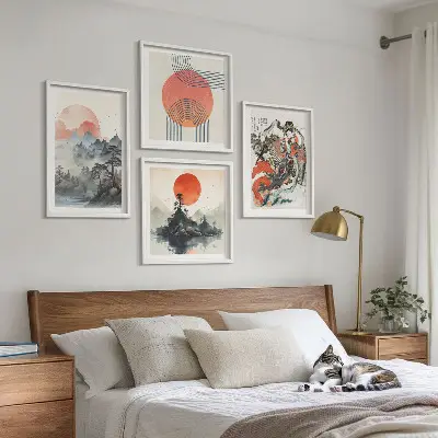 Wanddeko-Set asiatische Landschaften im Japandi-Stil