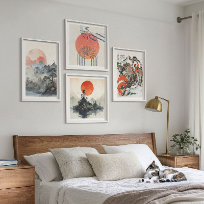 Wanddeko-set Asiatische Landschaften Japandi