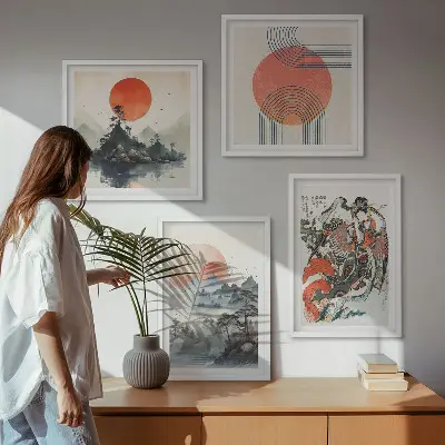 Wanddeko-Set asiatische Landschaften im Japandi-Stil
