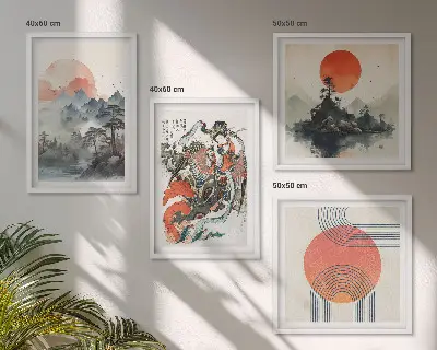 Wanddeko-Set asiatische Landschaften im Japandi-Stil