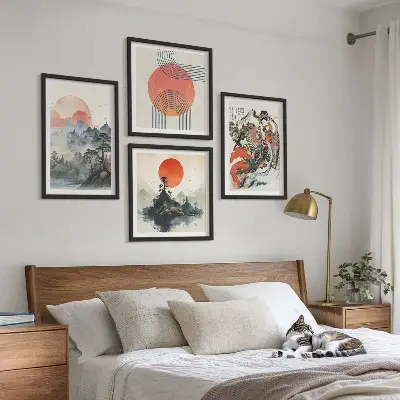 Wanddeko-Set asiatische Landschaften im Japandi-Stil