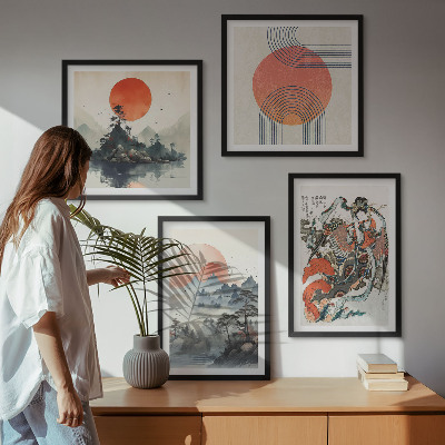 Wanddeko-set Asiatische Landschaften Japandi