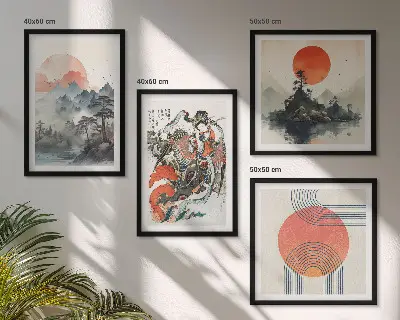Wanddeko-Set asiatische Landschaften im Japandi-Stil